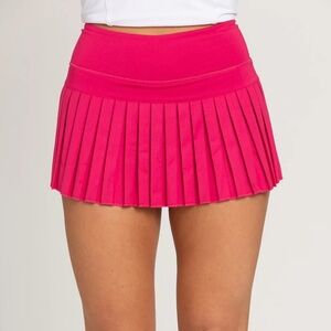 Pink Pleated Skater Mini Skirt